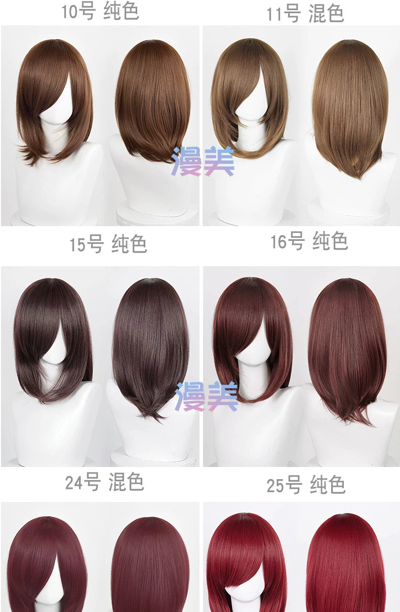 Manmei 40cm Medium Length Universal Cosplay Wig with Inward Curved Ends