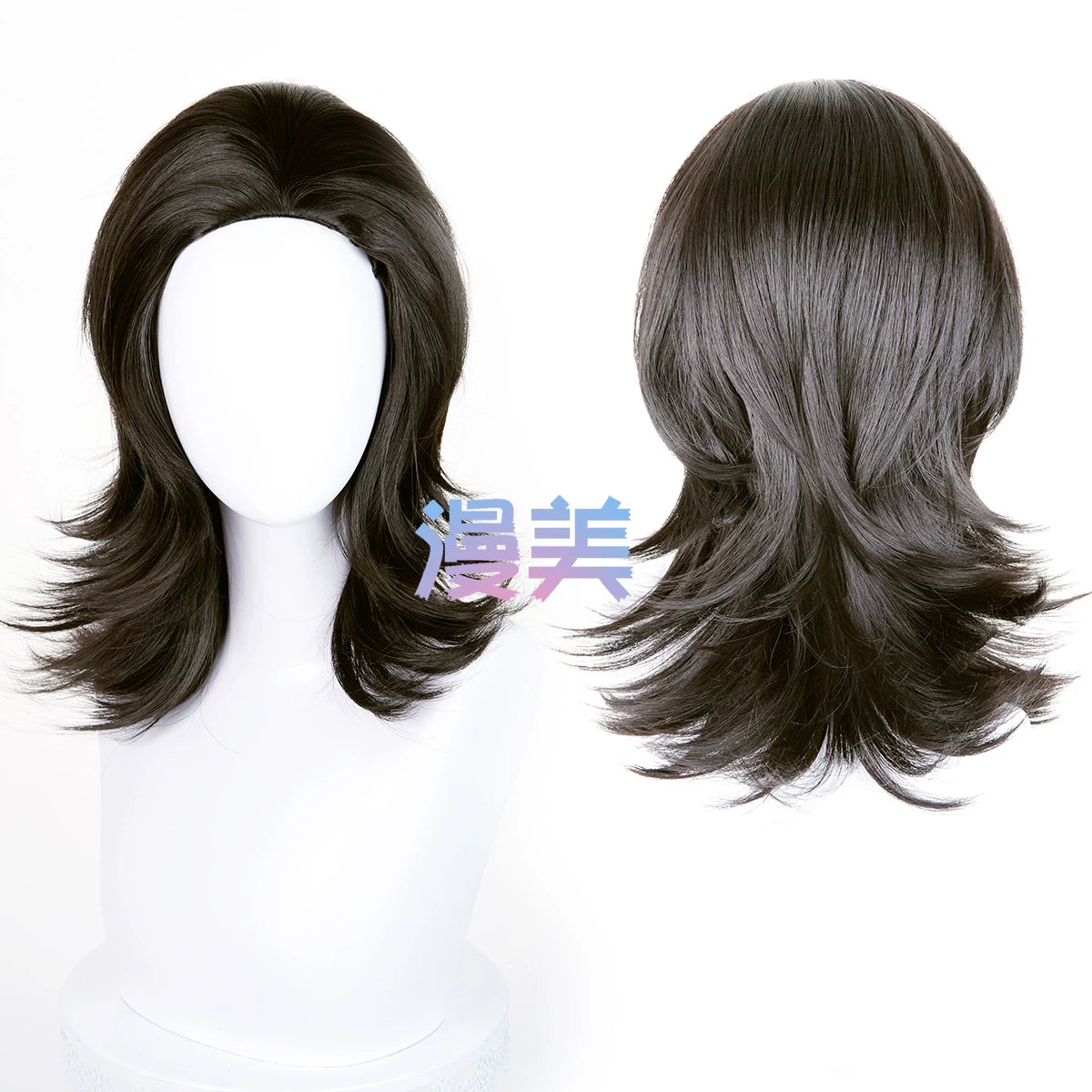 Manmei 45cm Wolf Tail Outward Flipped Universal Cosplay Wig with Flexible Parting