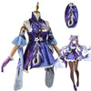 Genshin Impact Cosplay Anime Costume Set Keqing Driving Thunder Uniform Halloween Party