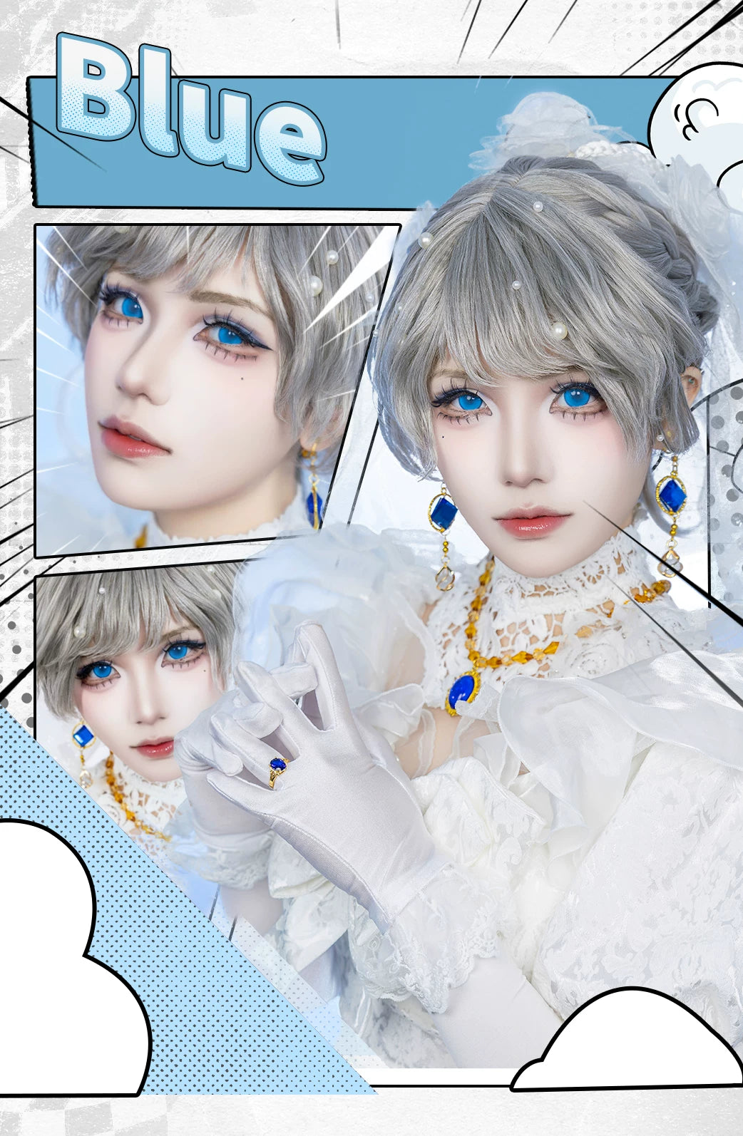 LENSPOP Full Coverage 1-Year White Blue Purple Cosplay Contact Lenses – Hinata, Shinobu & Geisha