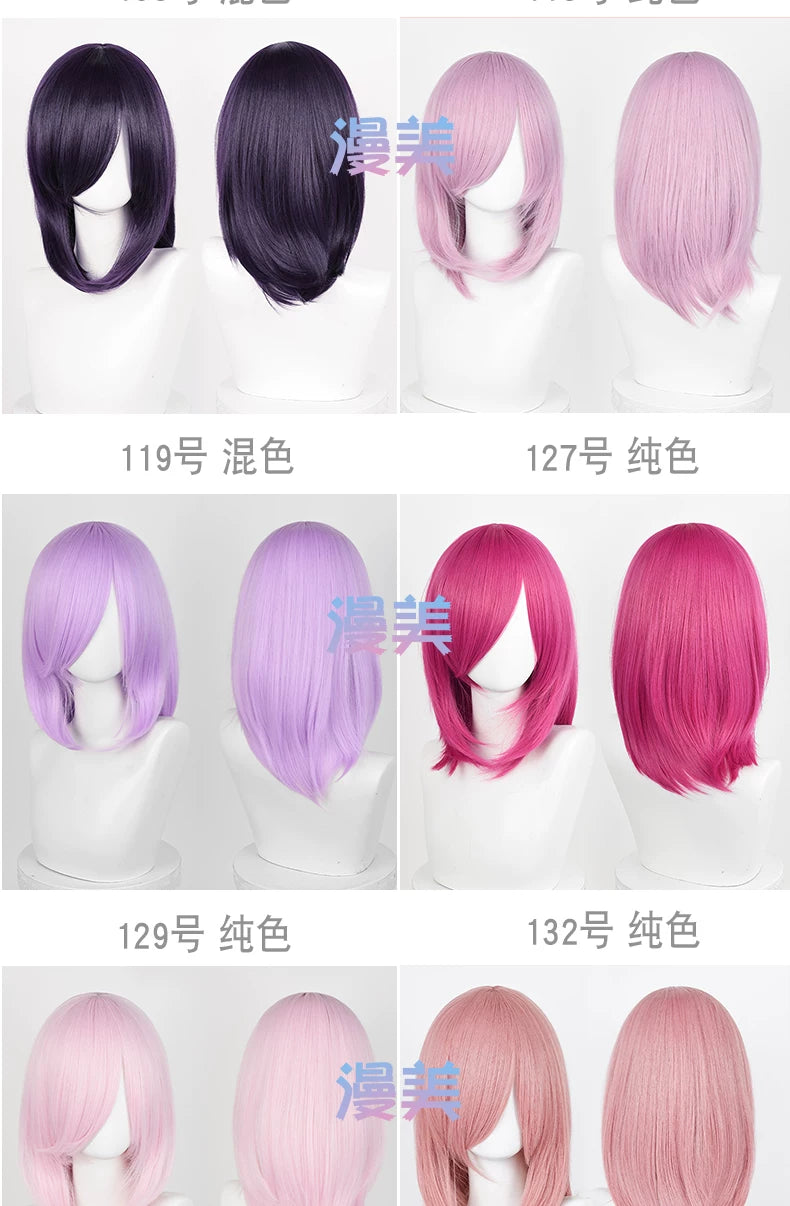Manmei 40cm Medium Length Universal Cosplay Wig with Inward Curved Ends