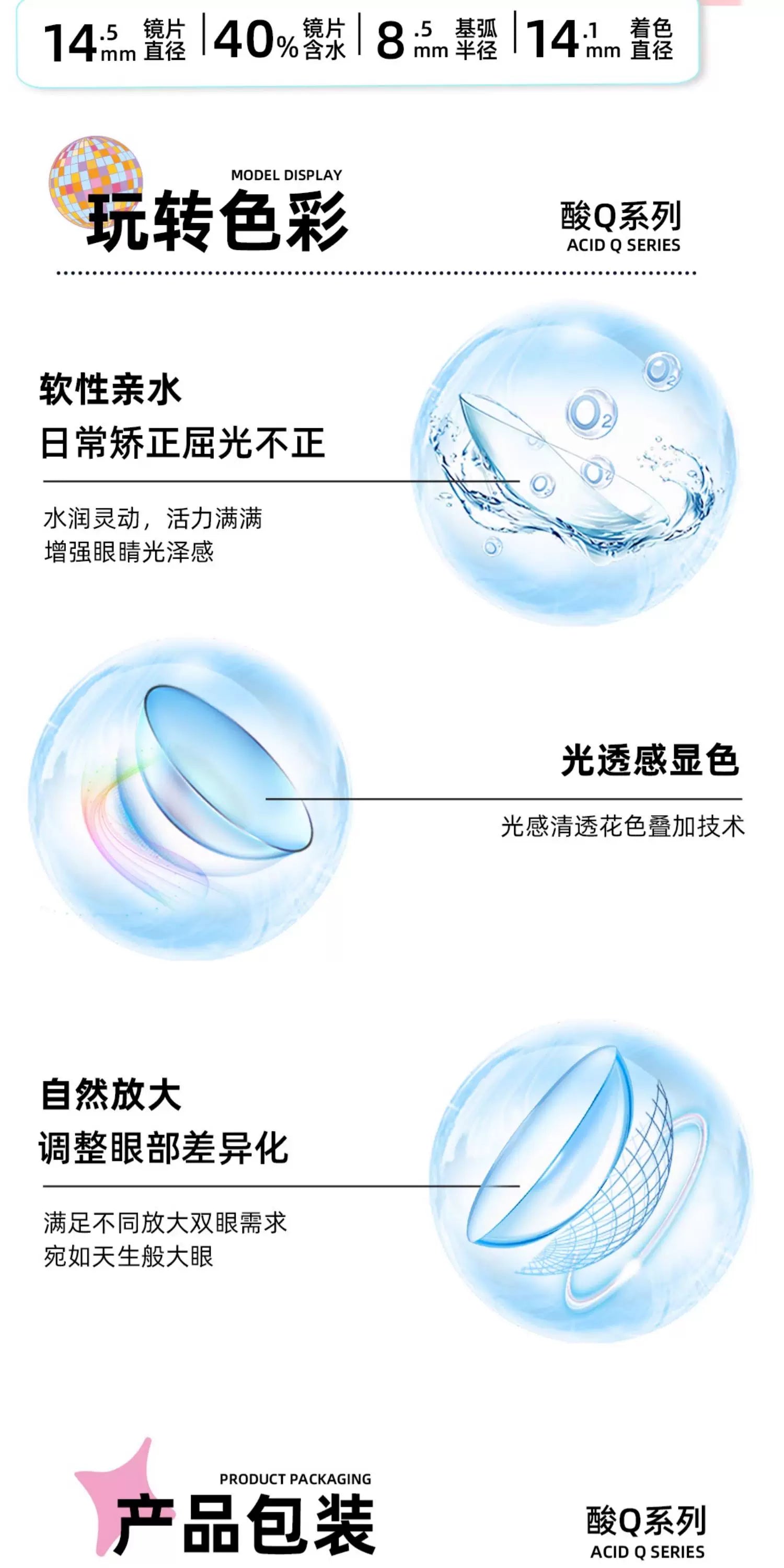 DGUGULENS Suan Q Series 1-Day Colorful Anime Cosplay Contact Lenses – Green, Pink, Blue & Purple