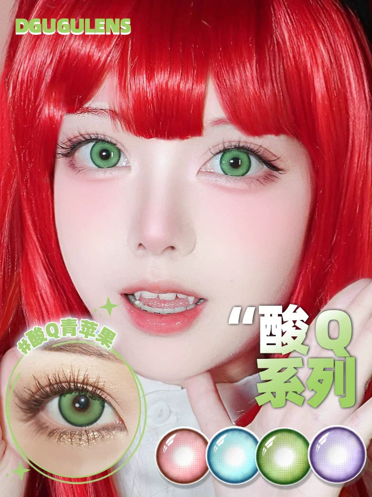 DGUGULENS Suan Q Series 1-Day Colorful Anime Cosplay Contact Lenses – Green, Pink, Blue & Purple