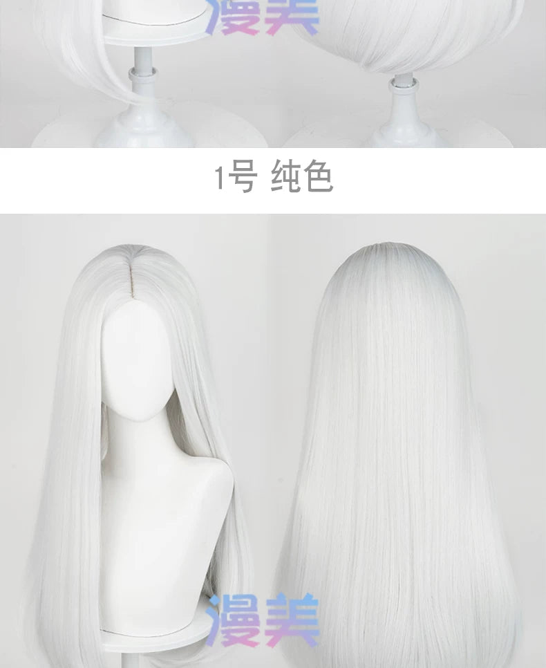 Manmei 60cm Middle Part Long Straight Cosplay Wig with Inward Curved Ends & Scalp Top Multiple Colors
