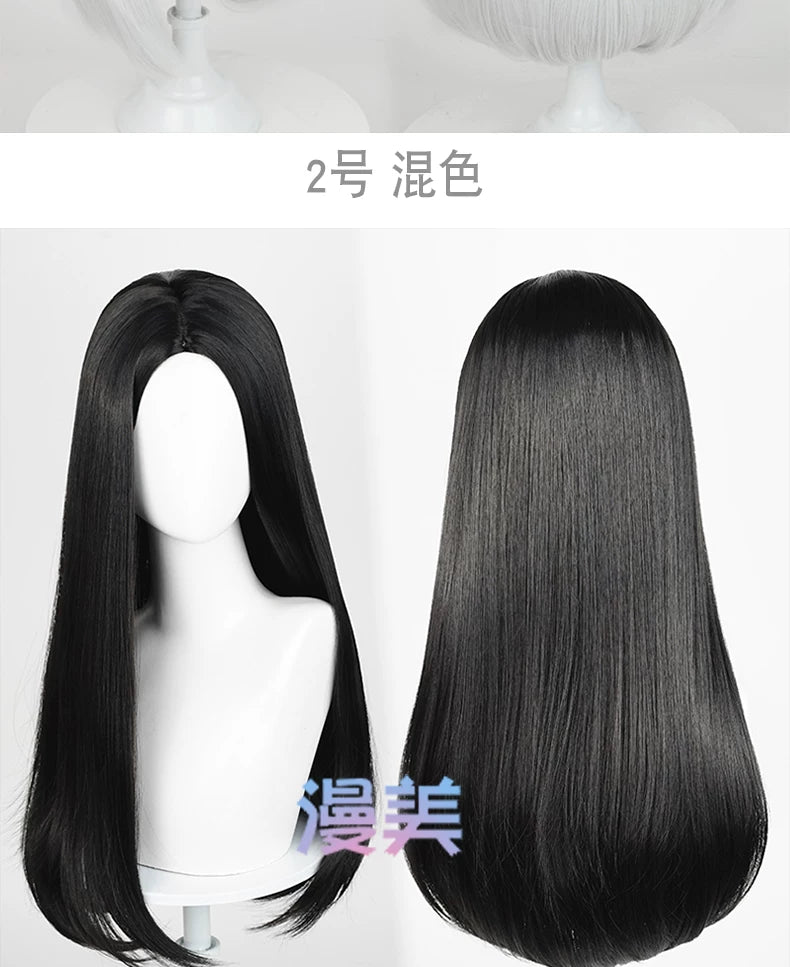 Manmei 60cm Middle Part Long Straight Cosplay Wig with Inward Curved Ends & Scalp Top Multiple Colors
