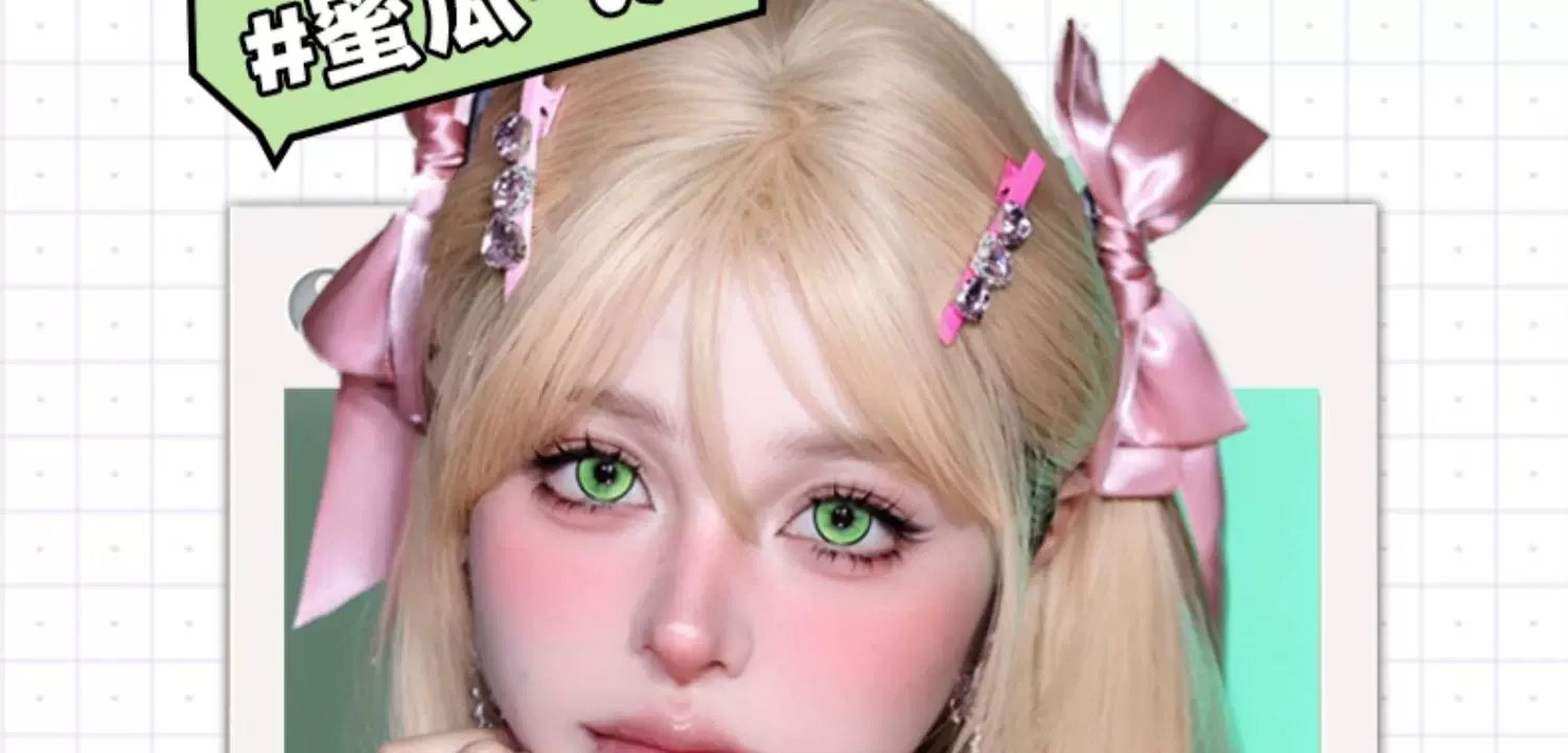 DGUGULENS Melon Bubble Green 1-Day Anime Cosplay Contact Lenses