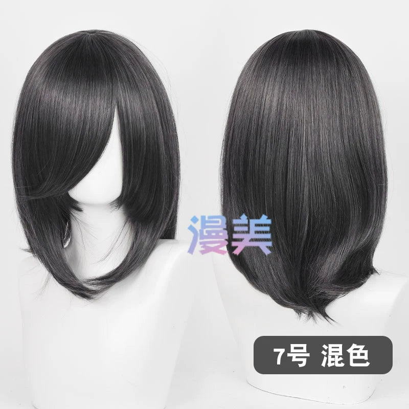 Manmei 40cm Medium Length Universal Cosplay Wig with Inward Curved Ends