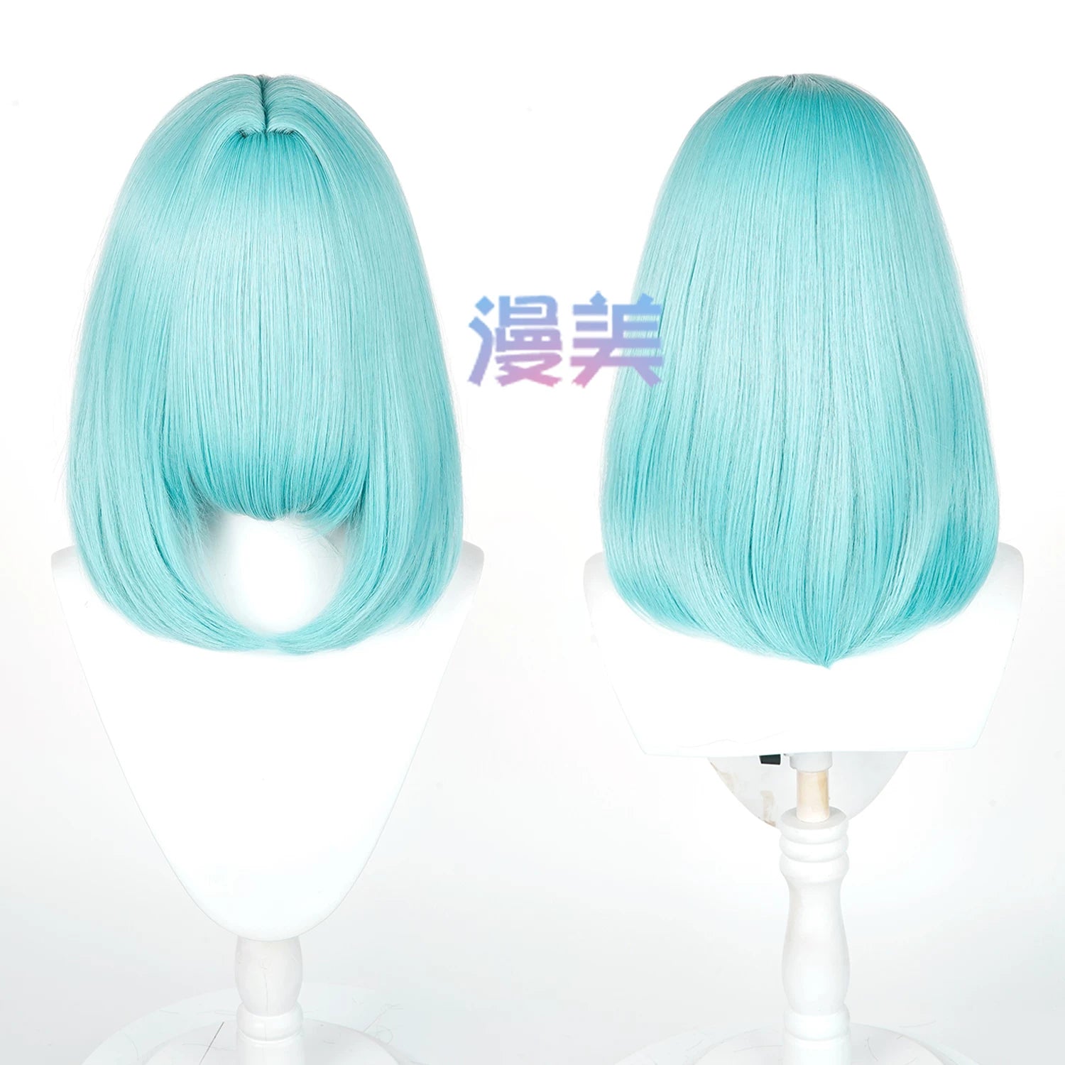 Manmei 40cm Thickened Middle Part Shoulder Length Universal Cosplay Wig with Scalp Top