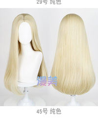 Manmei 60cm Middle Part Long Straight Cosplay Wig with Inward Curved Ends & Scalp Top Multiple Colors