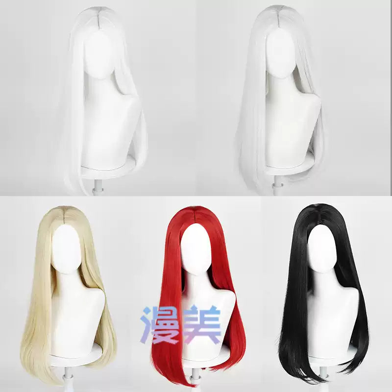 Manmei 60cm Middle Part Long Straight Cosplay Wig with Inward Curved Ends & Scalp Top Multiple Colors