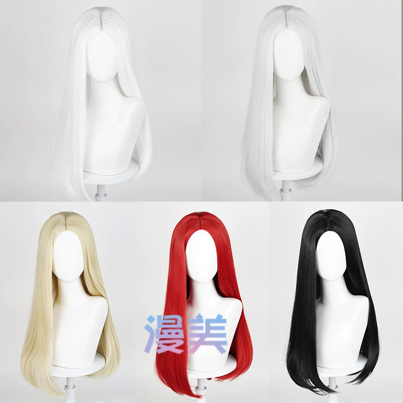 Manmei 60cm Middle Part Long Straight Cosplay Wig with Inward Curved Ends & Scalp Top Multiple Colors