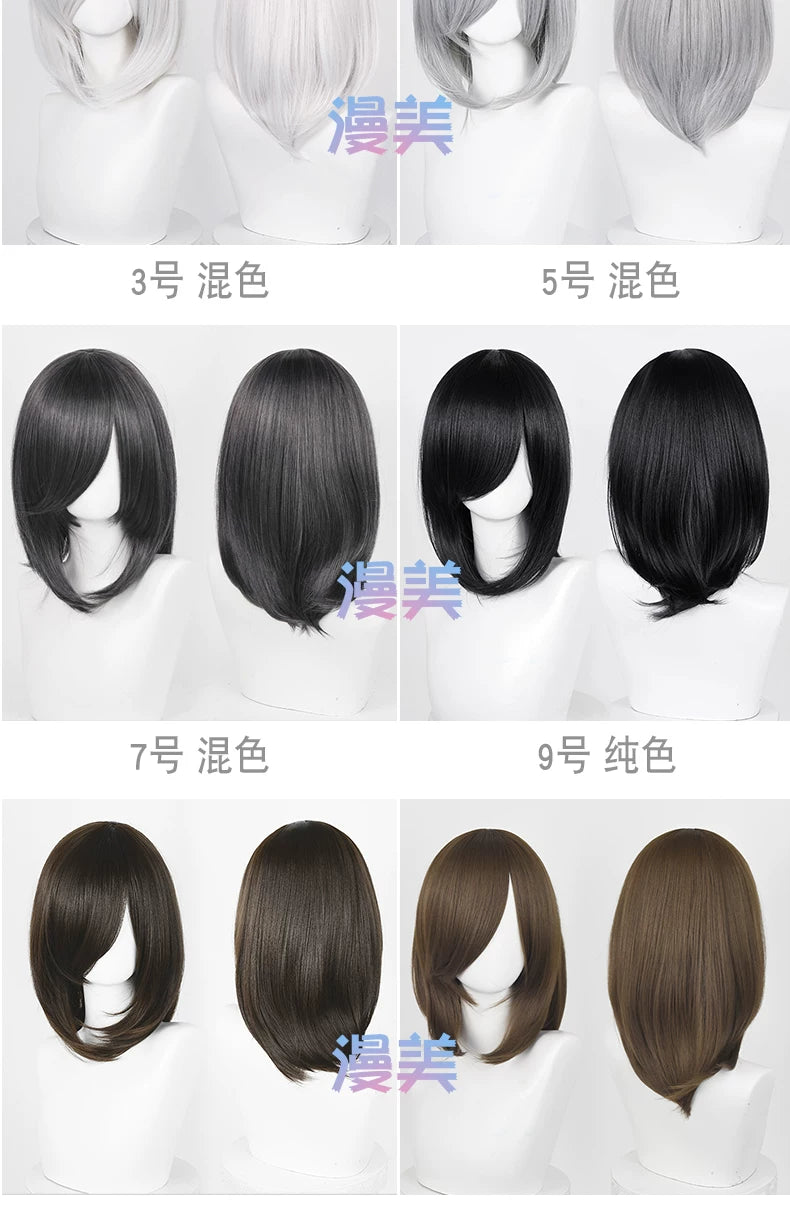 Manmei 40cm Medium Length Universal Cosplay Wig with Inward Curved Ends