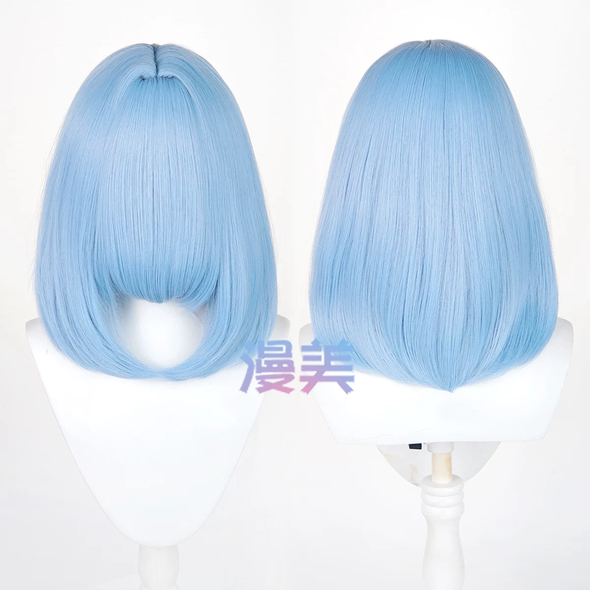Manmei 40cm Thickened Middle Part Shoulder Length Universal Cosplay Wig with Scalp Top