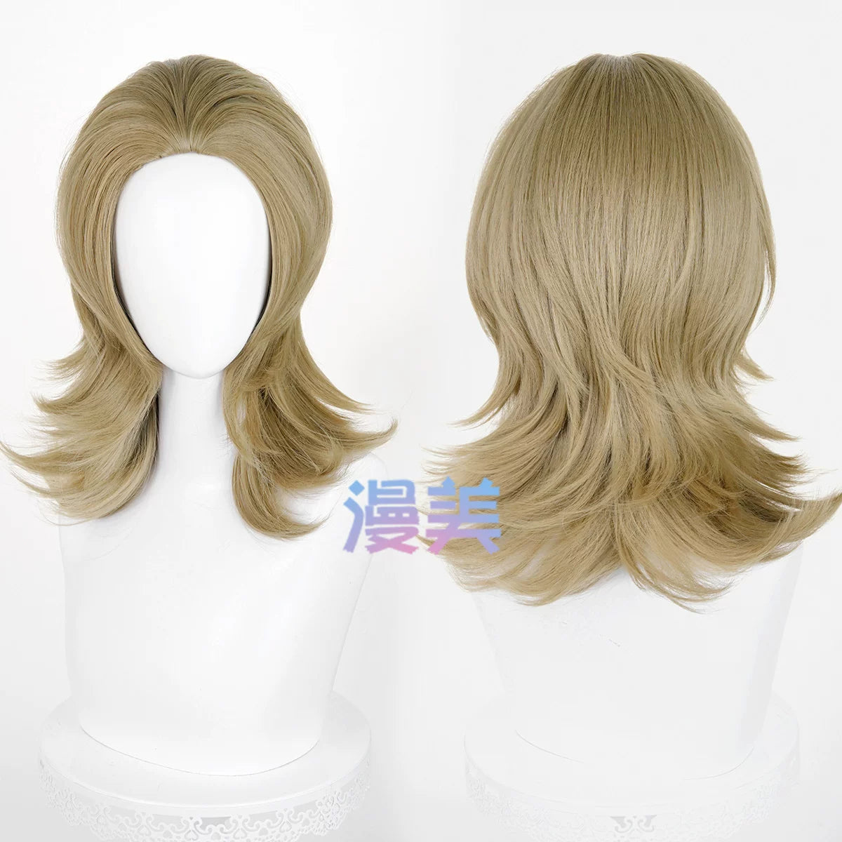Manmei 45cm Wolf Tail Outward Flipped Universal Cosplay Wig with Flexible Parting