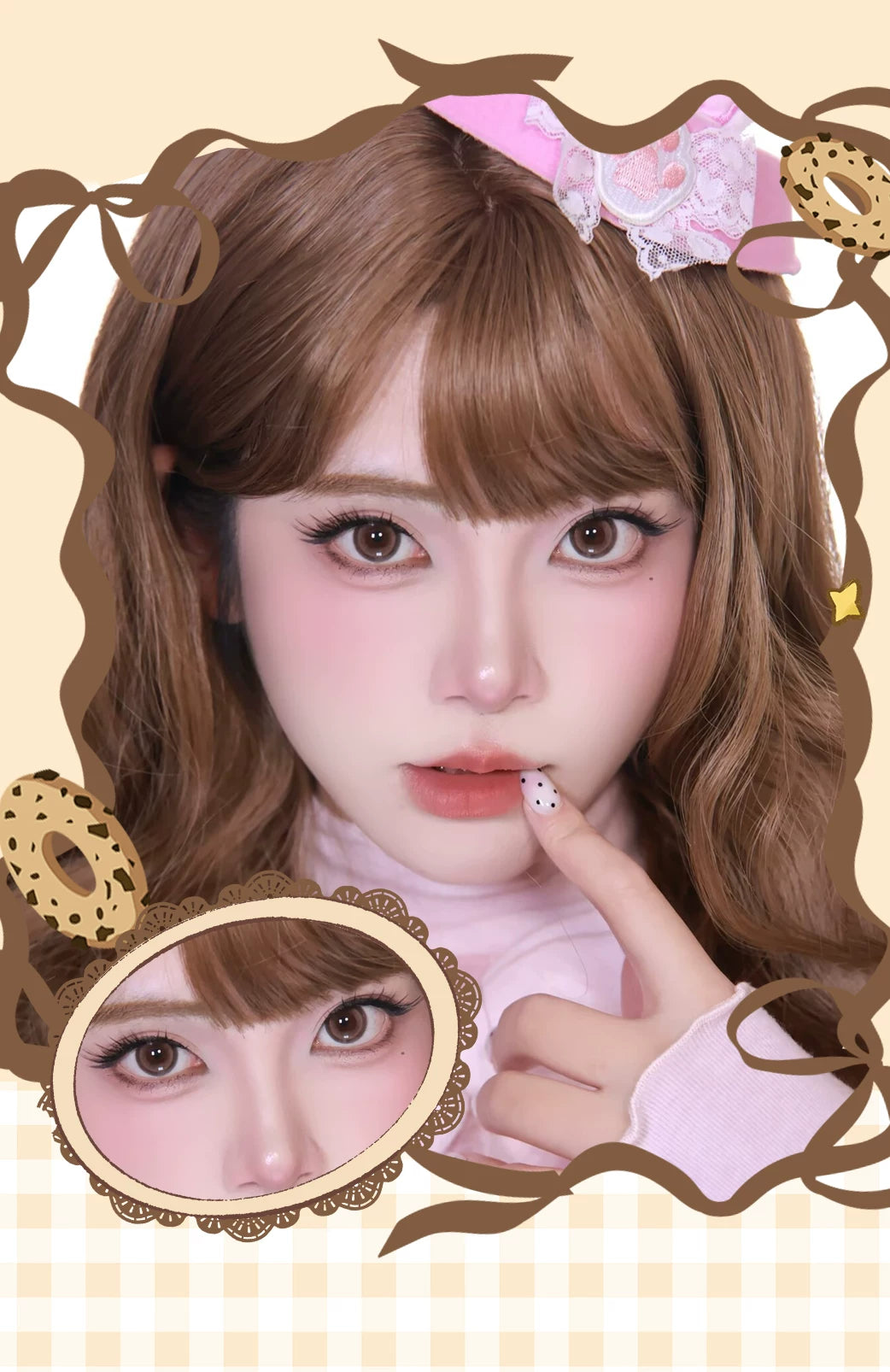 LENSPOP × Liya Love Cookie 1-Day 14.5mm Brown Cosplay Contact Lenses – Sandwich Series