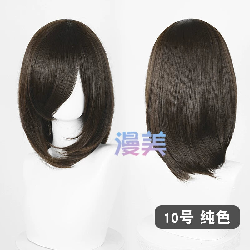 Manmei 40cm Medium Length Universal Cosplay Wig with Inward Curved Ends