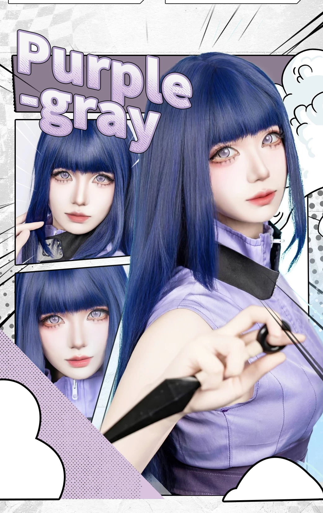 LENSPOP Full Coverage 1-Year White Blue Purple Cosplay Contact Lenses – Hinata, Shinobu & Geisha