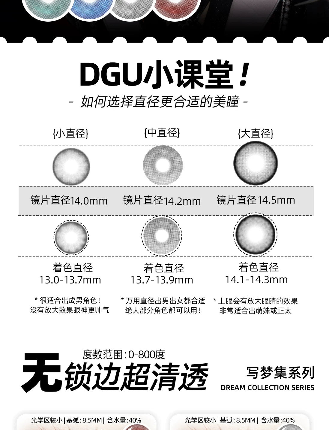 DGUGULENS Dream Collection 1-Day Small Diameter Cosplay Contact Lenses
