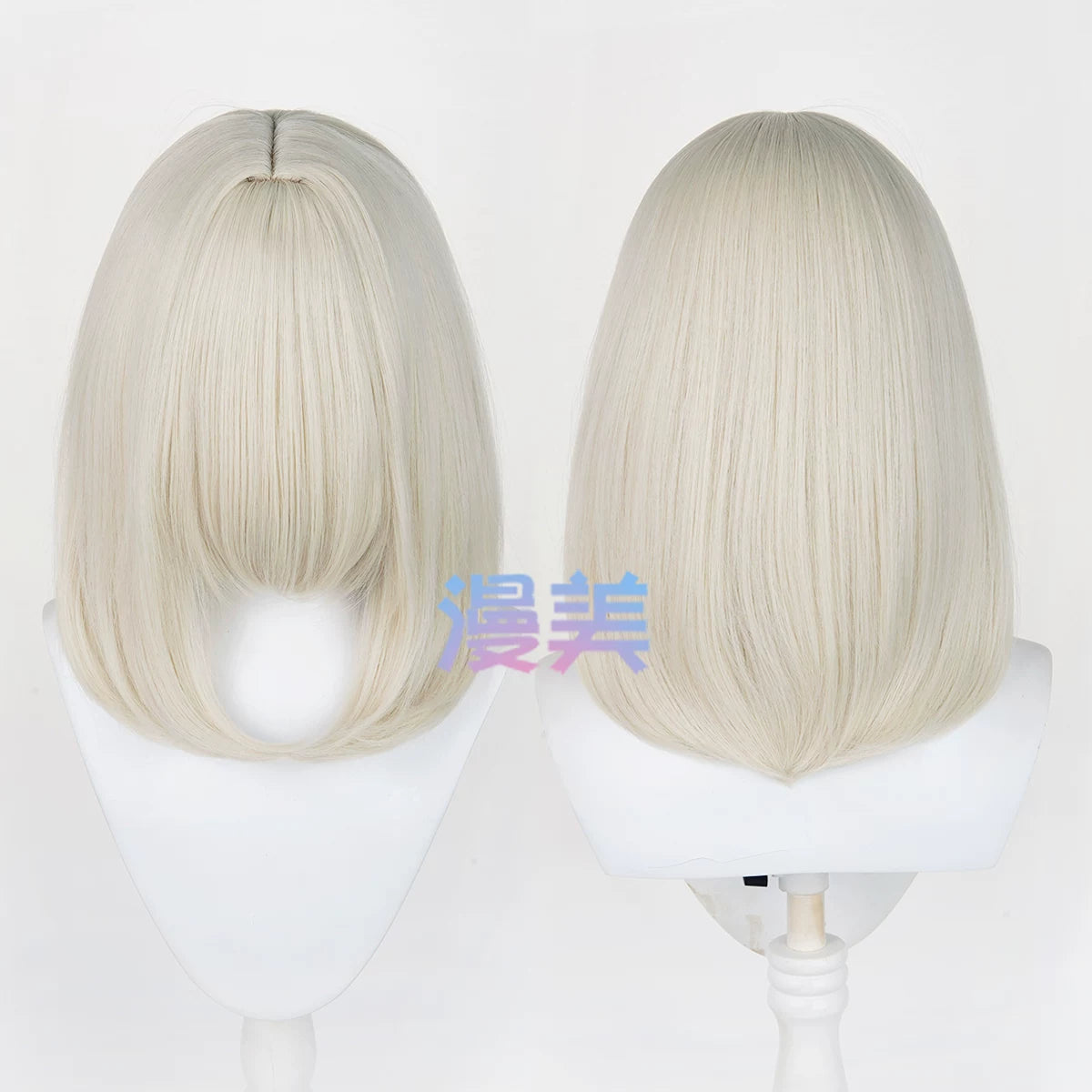 Manmei 40cm Thickened Middle Part Shoulder Length Universal Cosplay Wig with Scalp Top