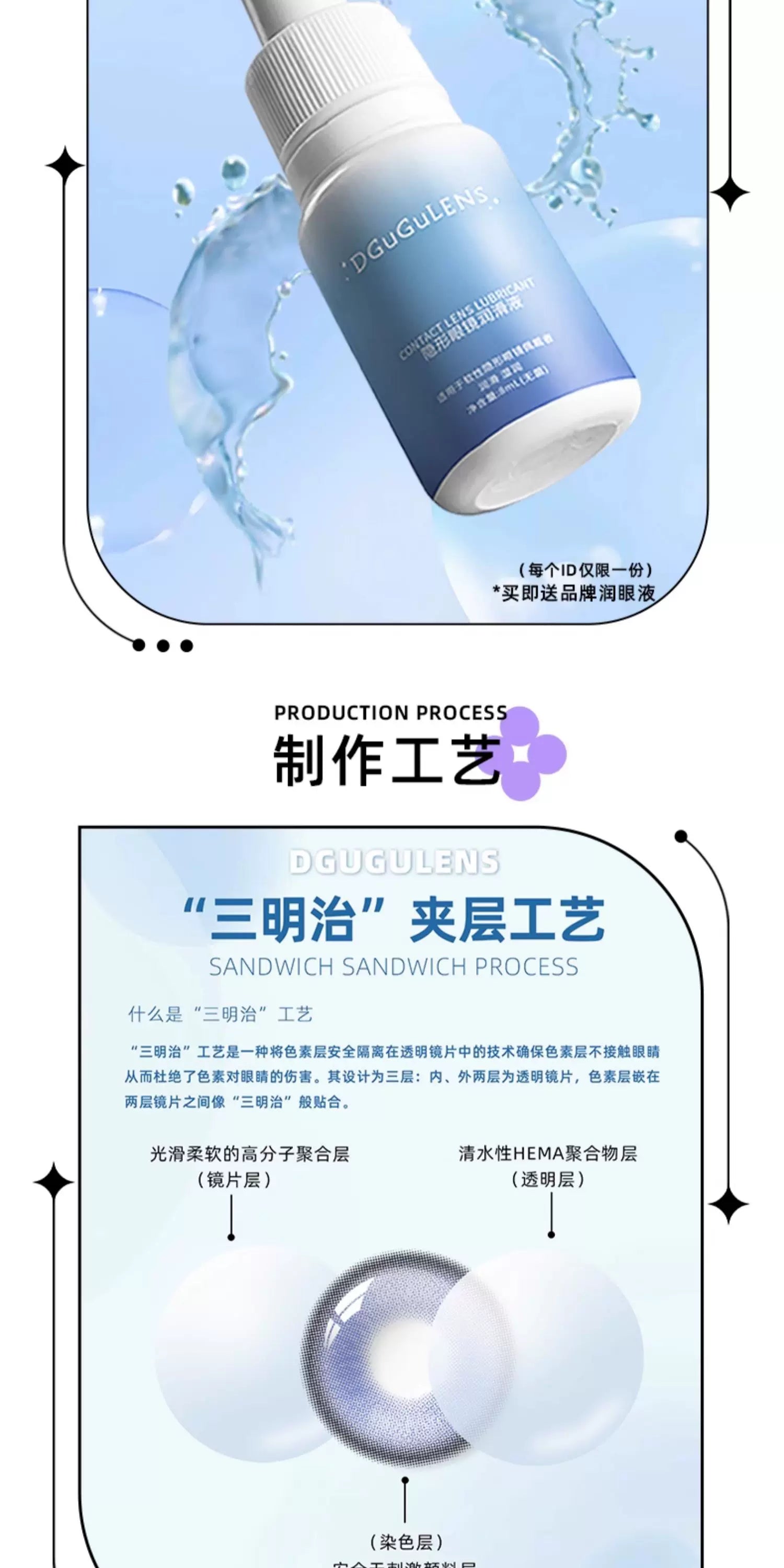 DGUGULENS Purple 1-Day Anime Cosplay Contact Lenses