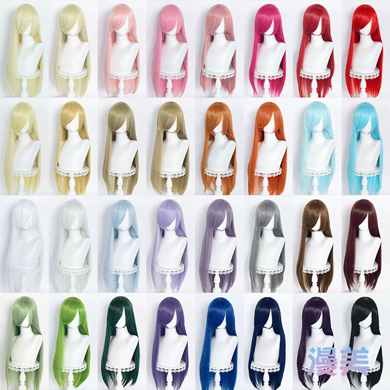 Manmei 80cm Long Straight Universal Cosplay Wig with Long Bangs