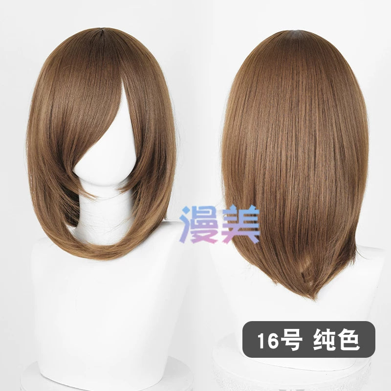 Manmei 40cm Medium Length Universal Cosplay Wig with Inward Curved Ends