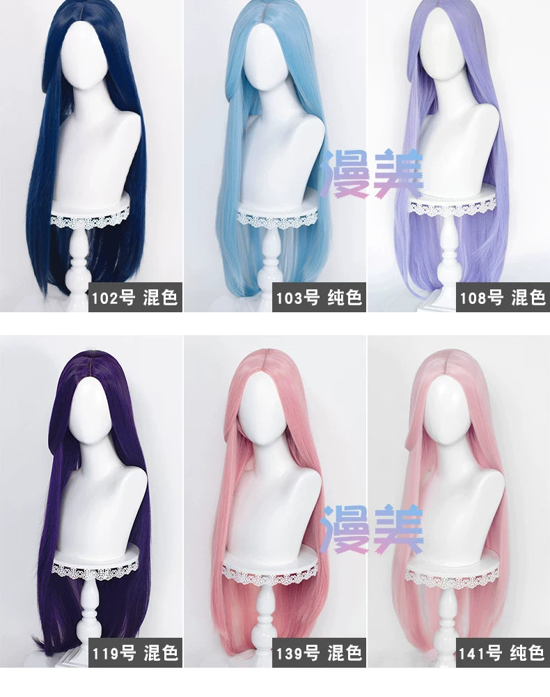 Manmei 100cm Middle Part Long Straight Universal Cosplay Wig with Silicone Scalp Top