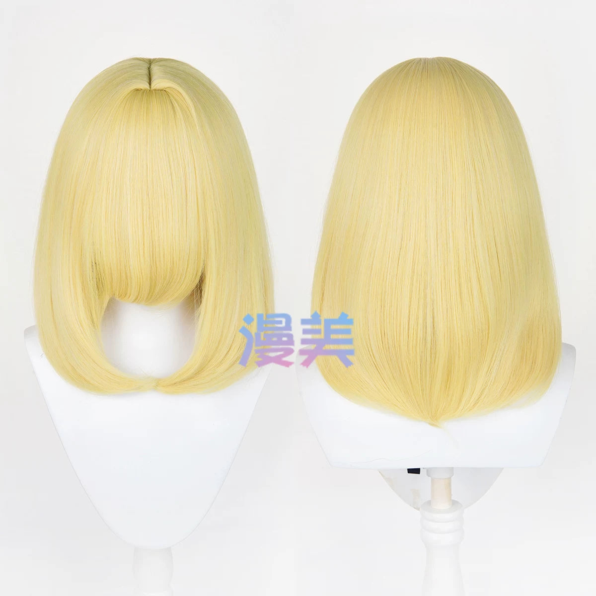 Manmei 40cm Thickened Middle Part Shoulder Length Universal Cosplay Wig with Scalp Top